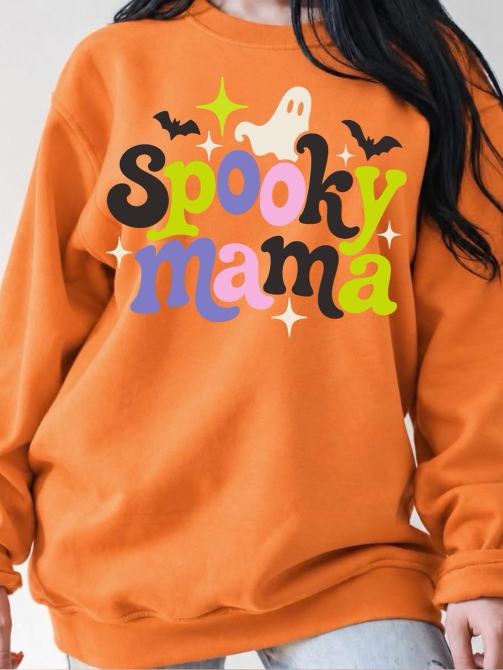 Spooky Mama Orange Unisex Sweatshirt Small-3X